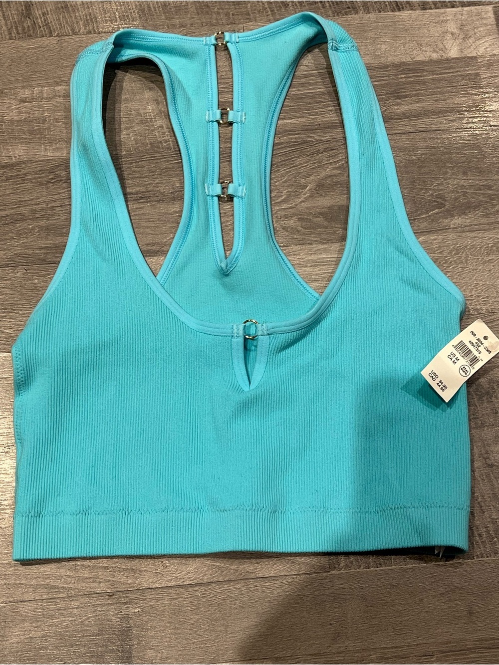 aerie Turquoise Ribbed Tank/Bralette Top - Picture 2 of 4